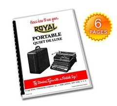 Royal Quiet De Luxe Typewriter (1940-1947) Operating Instructions User Manual