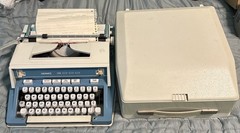 Vtg Hermes 3000 1971 Blue Typewriter Rare EUC Needs Service Read