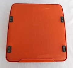 SUPER COOL ORANGE HERMES BABY TYPEWRITER, MADE IN BRAZIL, WORKS, NEEDS CLEAN