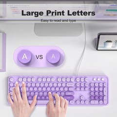 Large Print Wired Keyboard, 104 Keys Full-Sized Typewriter Keyboards, USB Plu…