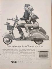1956 vintage Royal Gray Magic Portable typewriter Post WWll Print Ad Scooter