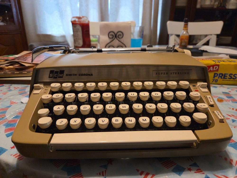 Smith-Corona Super Sterling Manual Portable Typewriter w/ Case Vintage Steel