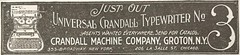 1896 UNIVERSAL CRANDALL TYPEWRITER No.3 Machine Co~Groton, NY Original Print Ad!