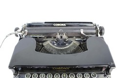 Antique, Vintage 1930s L.C. Smith & Corona Sterling Black Typewriter with Case
