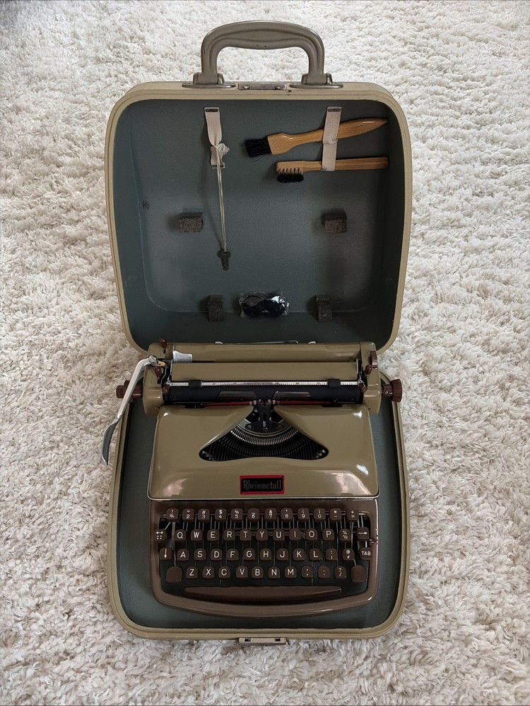 Rheinmetall KST Typewriter | 1950s | Working | Olive Green With Case