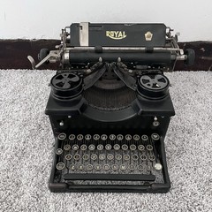1930’s Black Royal Typewriter Glass Beveled Windows Writers Aesthetic Display