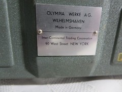 Vintage Olympia Green Portable Manual Typewriter w/ Art Deco Case