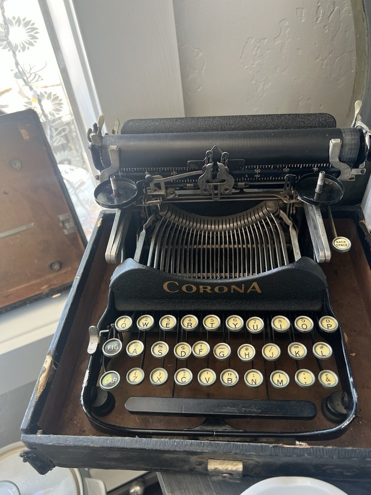 Vintage 1917 Corona Model 3 Folding Portable Manual Typewriter w/Original case
